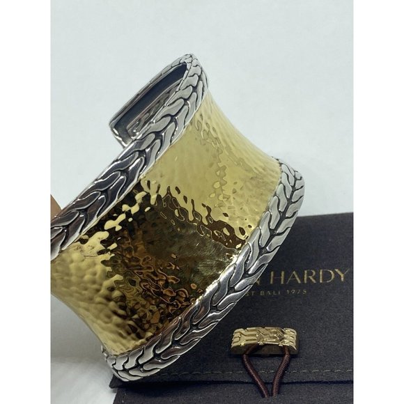 John Hardy Palu 1.5" Wide 22k Gold Sterling Silver Palu 6.5" Bracelet Cuff - Picture 10 of 12